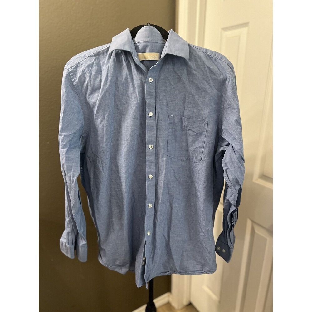 MICHAEL MICHAEL KORS | BUTTON DOWN SHIRT SIZE 16 1/2 34/35‎ BLUE Flaw